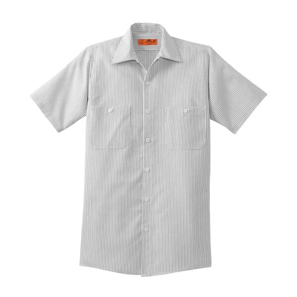 Short Sleeve Striped Industrial Work Shirt Thumbnail