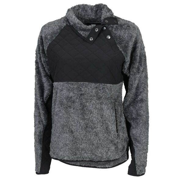 Women's Quilted Fuzzy Fleece Snap Placket Pullover Thumbnail