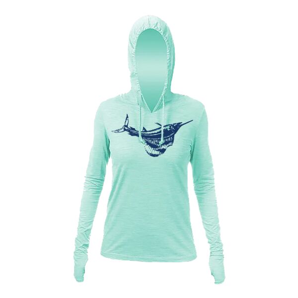 Female Blue Sailfish Anetik Pro Tech Hooded Long Sleeve T-Shirt Thumbnail